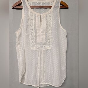 Daniel Rainn Ivory Swiss Dot Lace-Trim Sleeveless Camisole